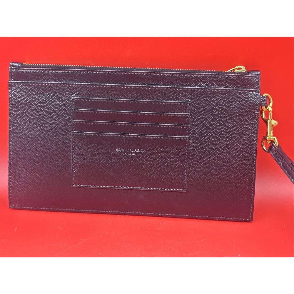 Saint Laurent Black Matelasse Gold Logo Wristlet Clutch - Picture 5 of 14